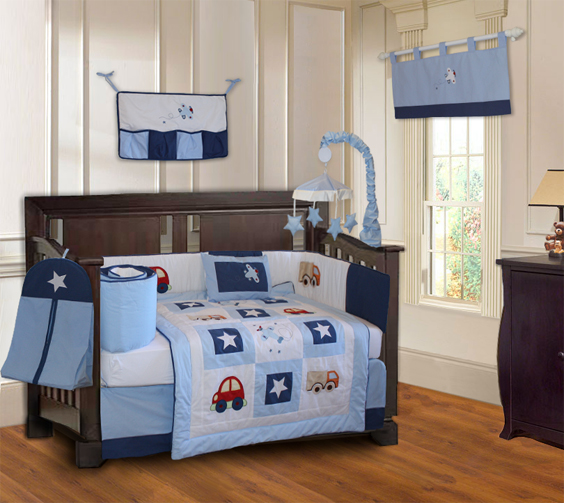 Transport  9pc crib bedding set-