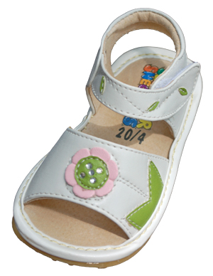 White with 1 Pink Flower Sandal-