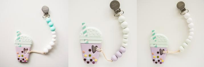 Taro Milk Tea Set teether & holder set
